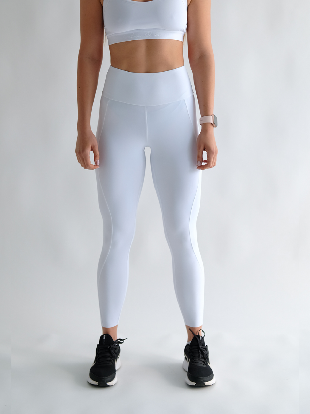 White athletic leggings