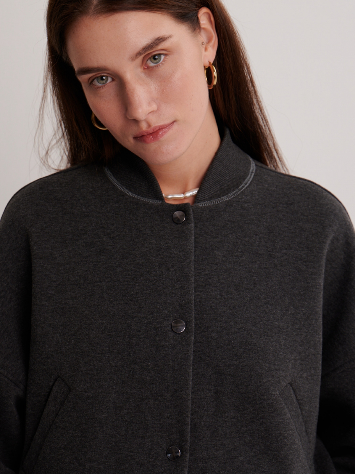 Grey warm fleece sweatshirt